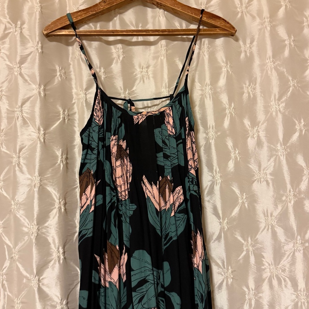 Floral Black Maxi Dress with Pink & Teal Blooms - Picture 5 of 13
